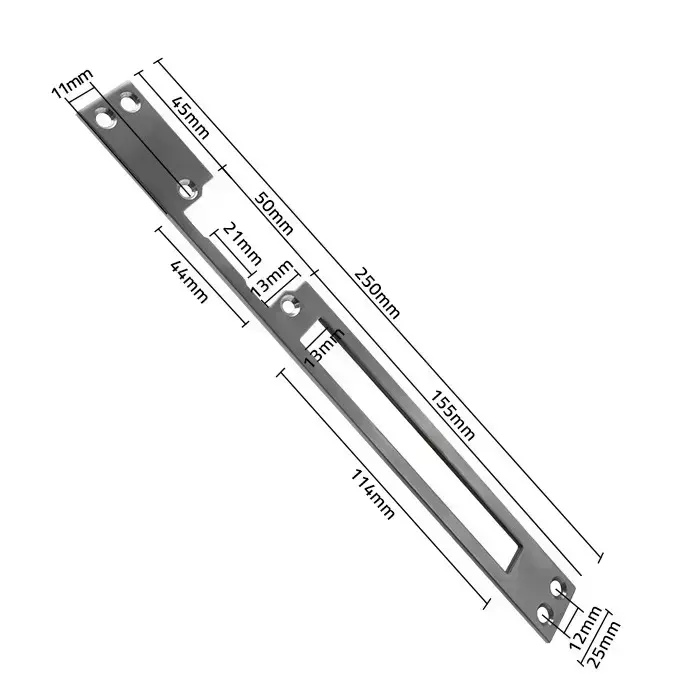 Qoltec Double-sided straight plate for electric door strike | Catch plate | 250mm | Stainless steel Foto 3