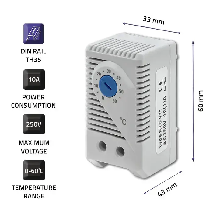Qoltec Shut-off thermostat 10A | DIN 35 Foto 3