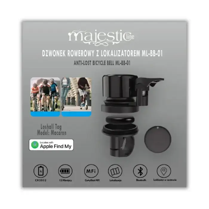 Bell with tracker Majestic for bicycle black Photo 3