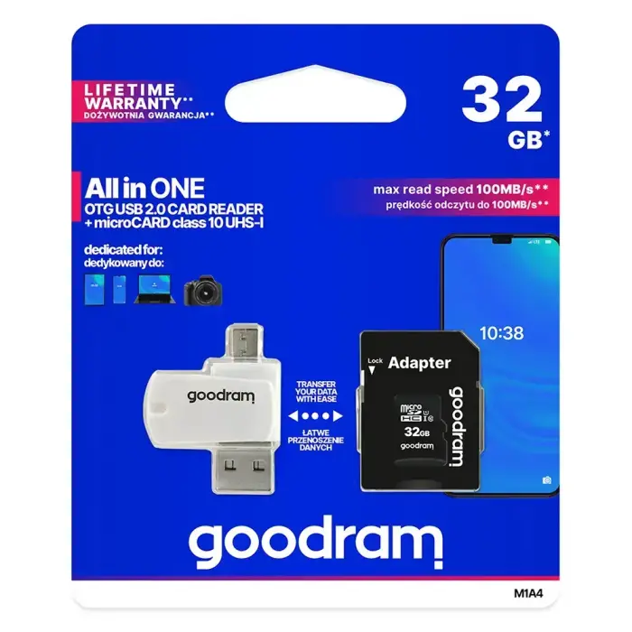 GOODRAM Memory MicroSD Card All in one - 32GB with adapter UHS I CLASS 10 100MB/s + reader Фото 13