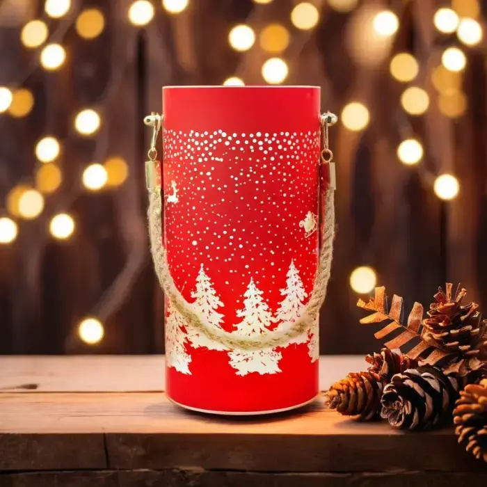Christmas glass Lantern FCL-10 red-gold L Forever Light Foto 2