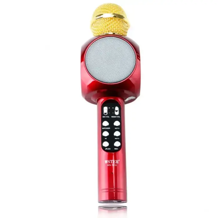 Goodbuy LED 360 караоке микрофон с динамиком bluetooth | 5 Вт | aux | голосовой модулятор | USB | Micro SD красный Фото 5