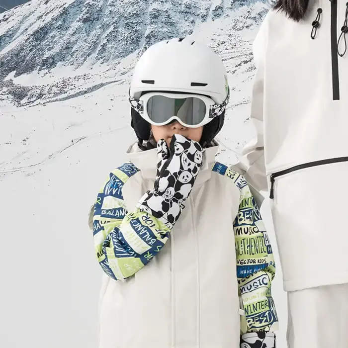 Qunature Panda Heat Transfer Ski Gloves Kids Size S - Black/White Foto 5
