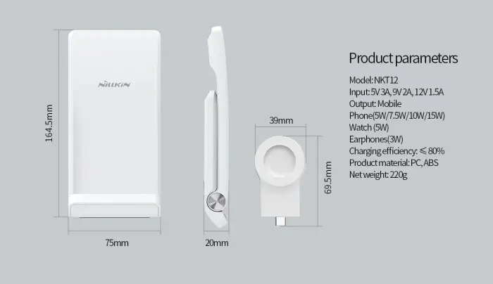 Nillkin PowerTrio 3in1 Wireless Charger for Samsung Watch White Фото 8