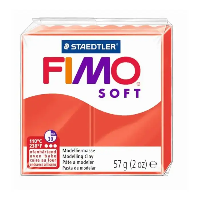 Cietējoša modelēšanas masa FIMO SOFT, 57 g, sarkanā krāsa (Indian red) Foto 2