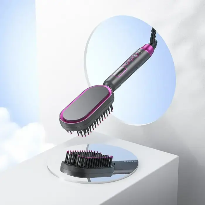 Hair straightener Hoco with comb and digital display HP44 rose red Foto 6
