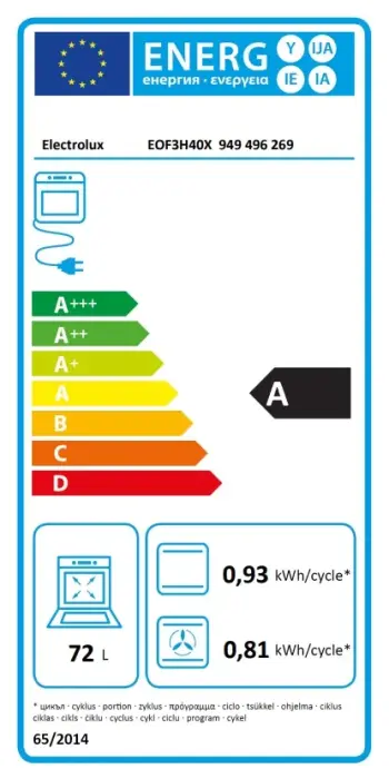 Electrolux cepeškrāsns, iebūv., 72l Foto 8