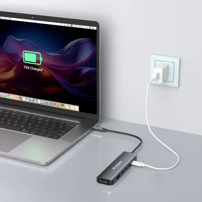 USB-C 6 in 1 Hub Wozinsky WHBC10Y4S Multifunctional, Aluminum, with 25 cm Cable - Gray Фото 5