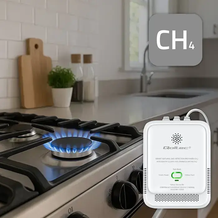 Qoltec  Certified natural gas leak sensor | CH4 detector | NG | 85dB alarm | LED Foto 2