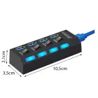 Переходник (разветвитель) Fusion USB 3.0 на 4 x USB 3.0 | 5 Гбит|с с отдельными кнопками включения и выключения черный Фото 2
