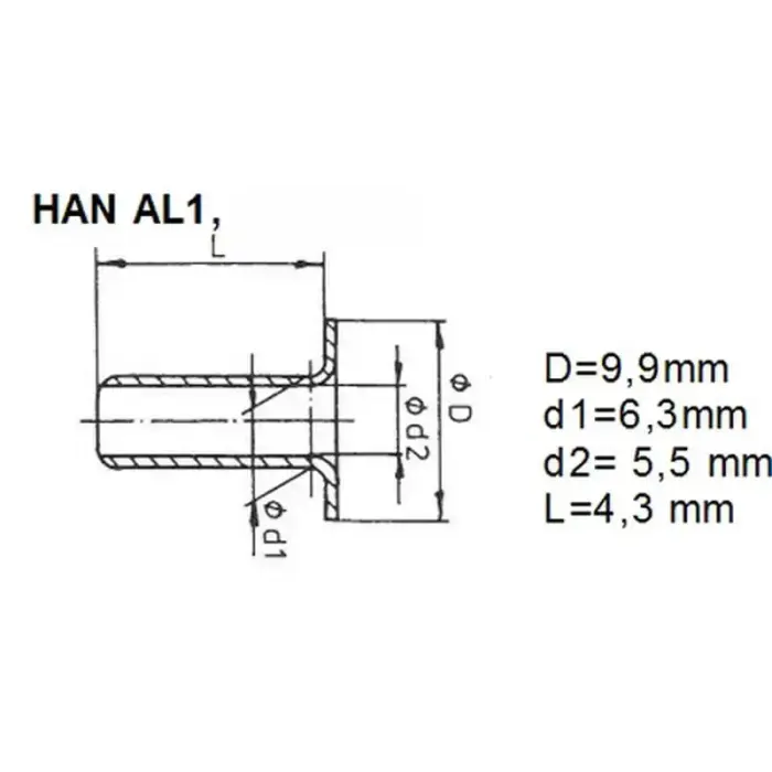 Kniedes PunchNBind kniedētājam HAN AL1 Ø 5,5 mm. x 4mm., alumīnija, 25  lapām, 100 gab. Foto 2