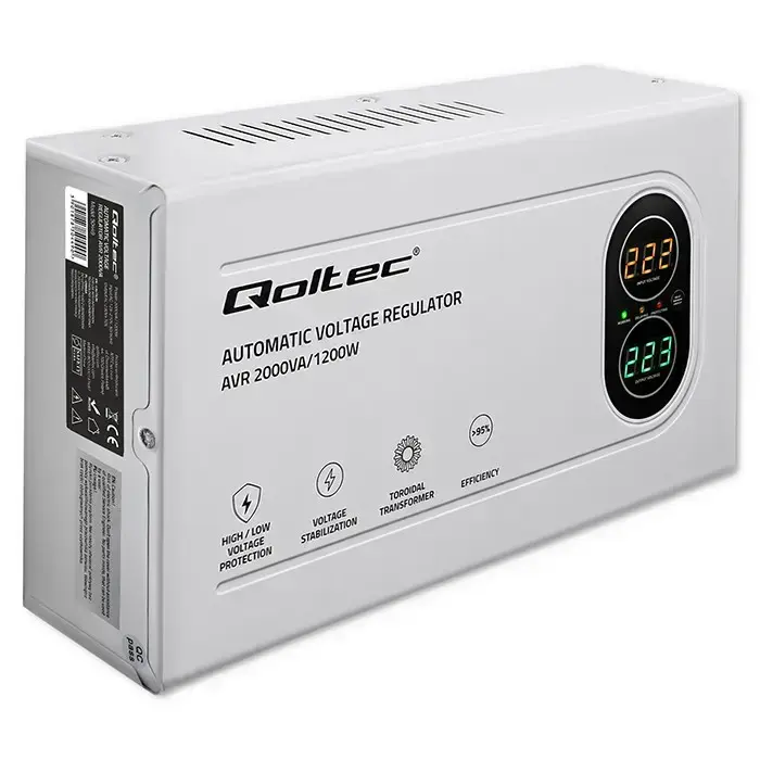 Qoltec Automatic Voltage Stabilizer AVR 2000VA | 1200W | Compact | Toroidal transformer Photo 12