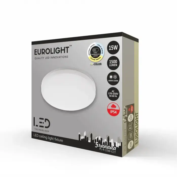 Granada LED šviestuvas 15W 3000K-4000K-6500K IP54 Eurolight CCT Photo 3