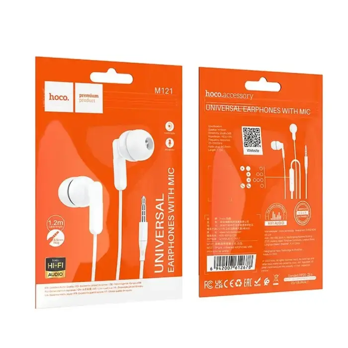 Wire earphones Jack 3,5 mm Hoco M121 white Фото 5