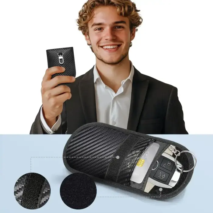 KLATKA FARADAYA TECH-PROTECT KLR100 POUCH KEYLESS RFID SIGNAL BLOCKER CASE CARBON BLACK Foto 4
