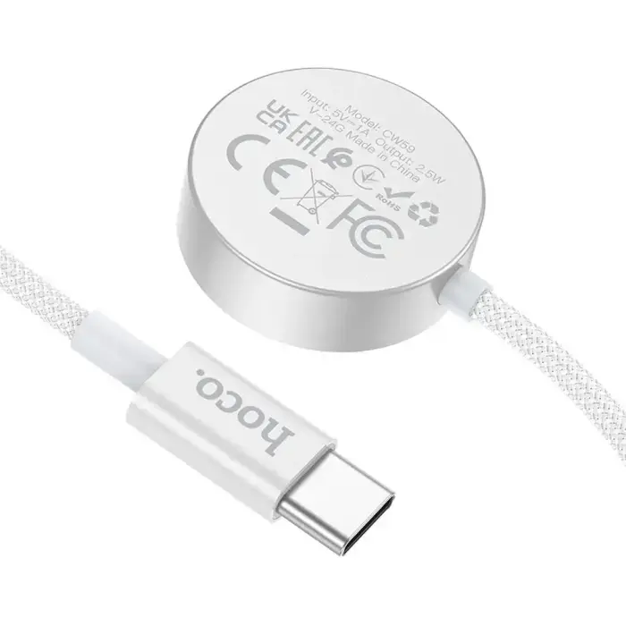 Wireless charger Hoco 2,5W USB C compatible with Apple Watch and Samsung Watch CW59 white Foto 3
