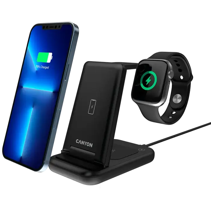 CANYON wireless charger WS-304 15W 3in1 Black Foto 4