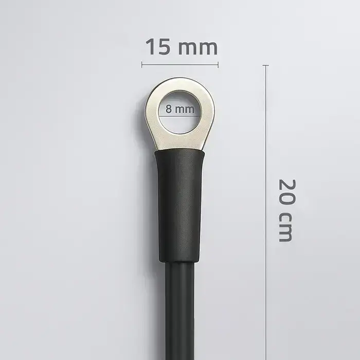 Qoltec Battery cable with connector terminals | Cable with eyelet | 20 cm | Black  Photo 3