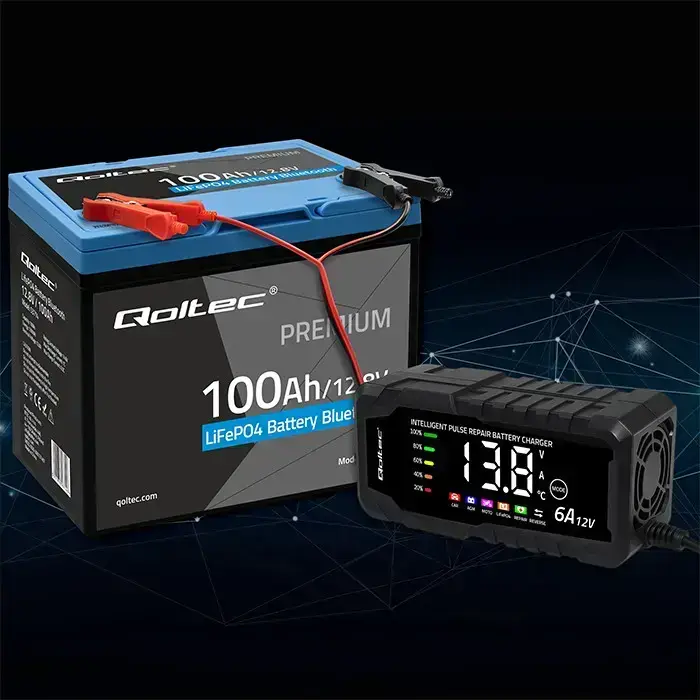 Qoltec LiFePO4 lithium iron phosphate battery | 12.8V | 100Ah | 1280Wh | Bluetooth | BMS Foto 4