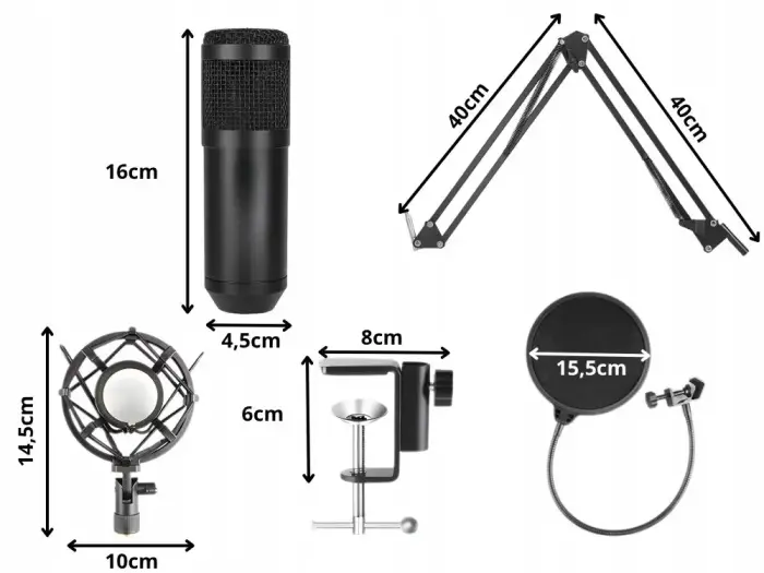 Fusion Studio XLR Microphone | Podcasts | Streaming | Voice Recording + regulating Stand, Pop Filter | black Photo 3