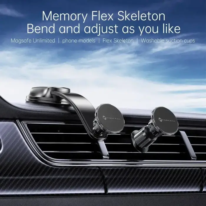 Magnetic car phone holder Forcell F-Grip MagFlex windshield / dashboard / air vent black Photo 12