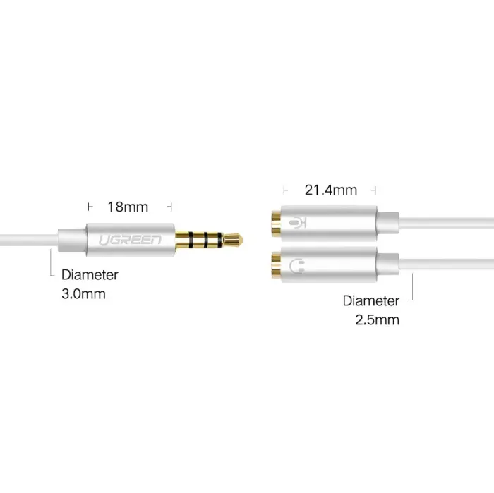UGREEN 3.5mm Male to Dual 3.5mm Female Headset Splitter (dark grey) Photo 10