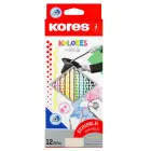 Krāsainie zīmuļi KORES KOLORES MAGIK, trīsstūrveida, 3mm, dzēšami, 12 gab Foto 1