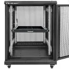 Qoltec Solid steel mount shelf with handle for RACK | 600*600 | Pull-out | Black Photo 2