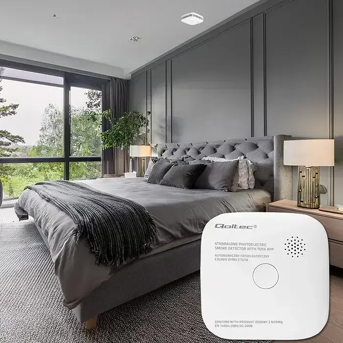 Qoltec Certified wireless smoke detector with battery | Tuya | Wi-fi |  sensor service life 10 years | alarm 85dB | LED Фото 6