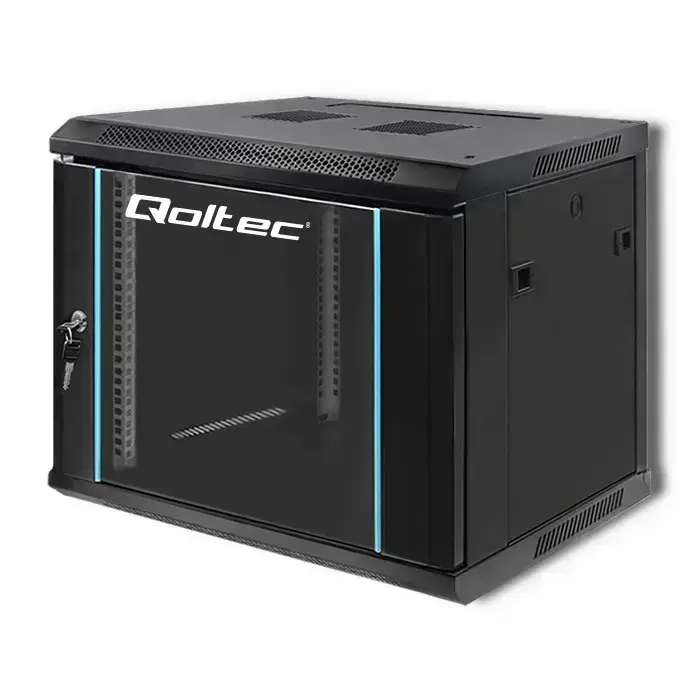 Qoltec RACK Cabinet 19" | 9U | 600 x 500 x 450 | Tempered doors | Hanging | Steel case | Lock | Black Foto 14