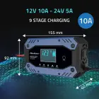 Qoltec Intelligent charger for STD AGM GEL LiFePO4 | Battery charger with repair function |12-24V |10A | LCD | 9 - stage charging Фото 8