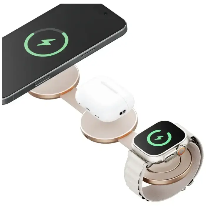 Wireless charger Energea Alumag Trio 3in1 Qi2 15W gold Фото 4