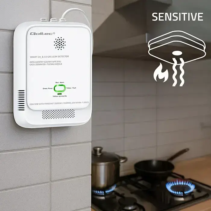 Qoltec Certified wireless Gas Leak (CH4) and Carbon monoxide (CO) detector | alarm 85dB | LED Фото 6