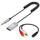 Qoltec Wireless Audio Receiver Adapter HiFi Home&Car | Bluetooth 6.0 | 2 x RCA | 1 x AUX 3.5mm | USB | Microphone Foto 1