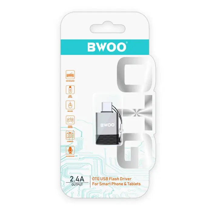 BWOO Adapter USB - USB-C Gray OTG BZ-35 Фото 9