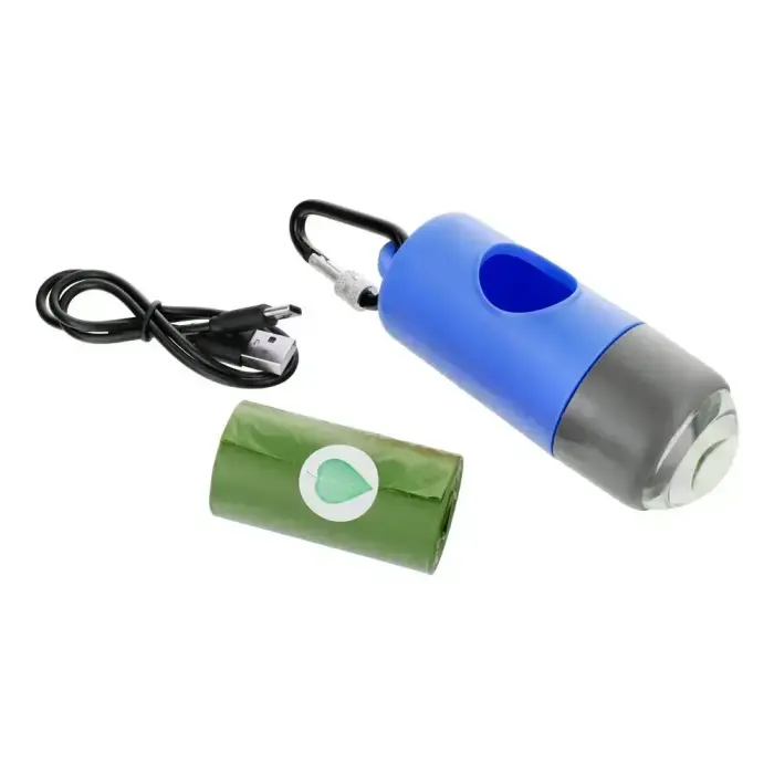 Dog excrement bag dispenser with carabiner and flashlight LLFG24033 blue Foto 2