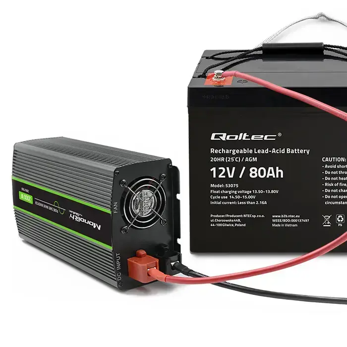 Qoltec AGM battery | 12V | 80Ah | 23.5kg | Maintenance-free | Strong | LongLife | for UPS, RV, boat, heater Фото 6