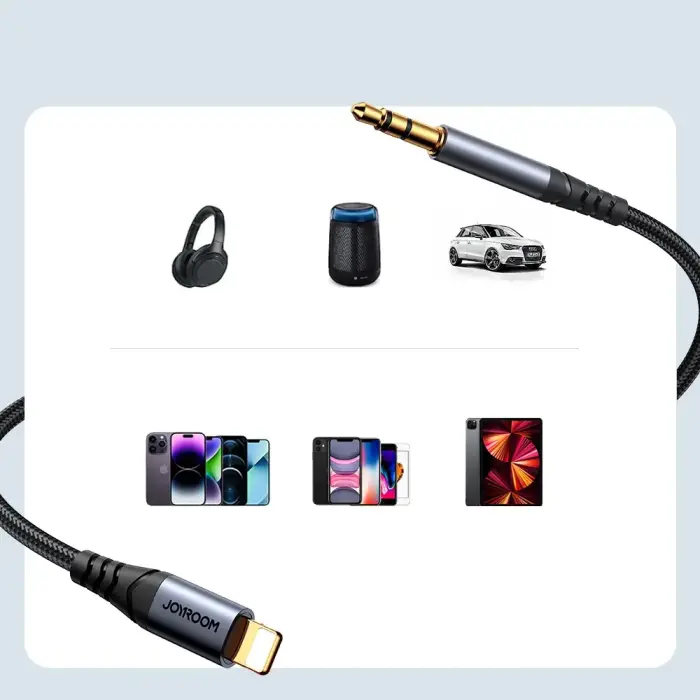 Joyroom stereo audio cable AUX 3.5 mm mini jack - Lightning for iPhone iPad 1.2 m black (SY-A06) Photo 10