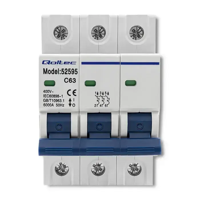 Qoltec Overcurrent Circuit Breaker C63 | Fuse | AC| 63A | 3P Photo 6