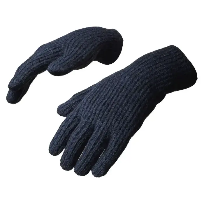 Braided telephone gloves with cut-outs for fingers - black Фото 2