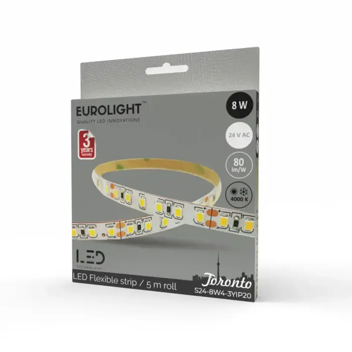 LED juosa Toronto Epistar 2835 8W 4000K IP20 60LED/m 80lm/W 5m Eurolight Foto 2