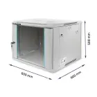 Qoltec RACK Cabinet 19" | 9U | 600 x 500 x 600 | Tempered doors | Hanging | Steel case | Lock | Grey Foto 3