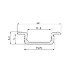 Aliuminio profilis LED juostai EUROLIGHT, įfrezuojamas, baltos spalvos, 2m kompl Foto 2