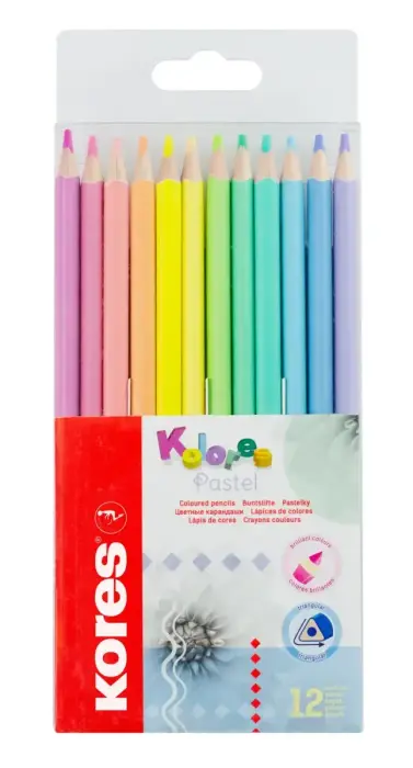 Krāsainie zīmuļi KORES KOLORES PASTEL, trīsstūrveida, 3mm, 12 pasteļkrāsas Photo 2