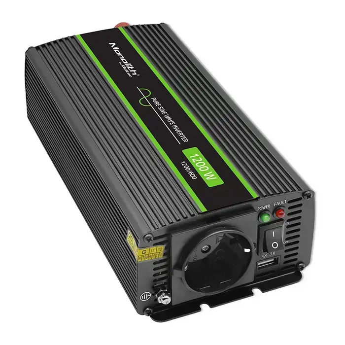 Qoltec Pure Sine Wave Inverter Monolith| 600W | 1200W | 12V to 230V Foto 2