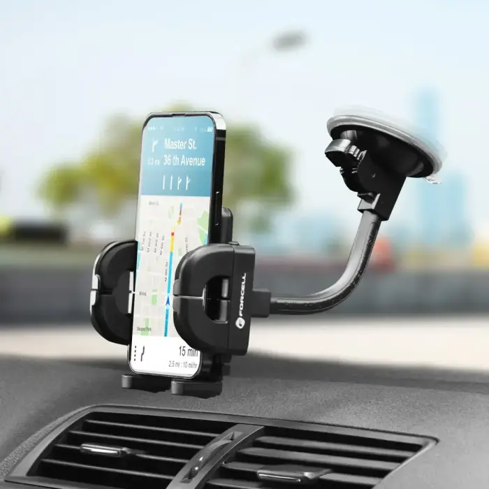 Car phone holder Forcell F-Grip Regular 17 cm windshield / dashboard / air vent black Photo 14