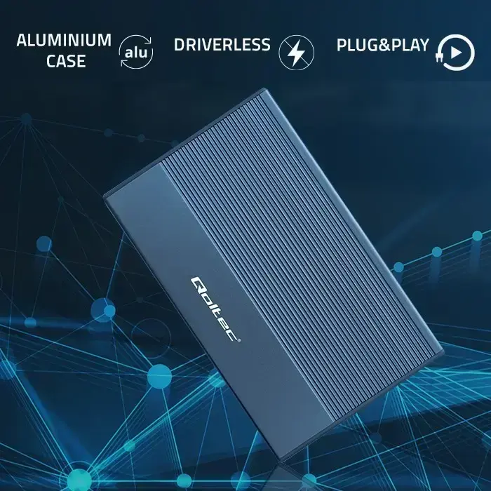 Qoltec Aluminium Enclosure | SSD HDD 2.5'' drive | SATA | USB 3.0 | Super speed 5Gb/s | 2TB | Blue Photo 3