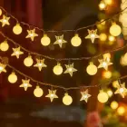 LED GARLAND 10M (80 LED LAMPS) USB STARS + BALLS WARM WHITE Foto 1