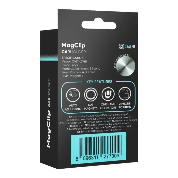 OBAL:ME MagClip Magnetic Car Holder Black Фото 5