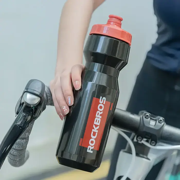 Rockbros 750 ml Bike Bottle - Transparent Black with Red Mouthpiece Photo 2
